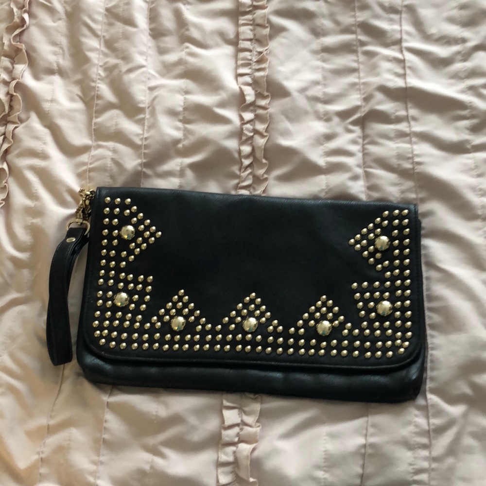 Black embellished clutch
